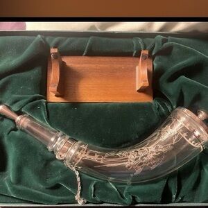 Franklin Mint Crystal powder horn with sterling silver accents